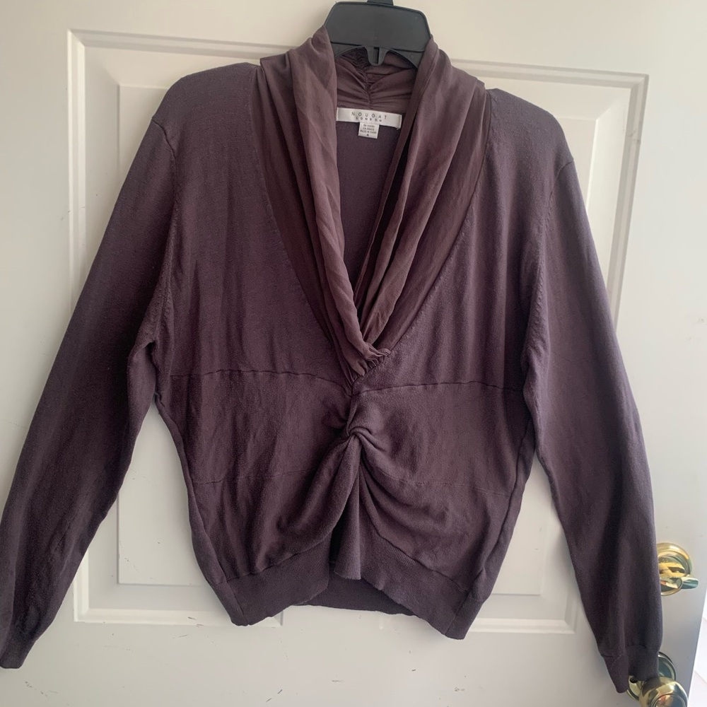 Nougat London Silk Deep Purple Cowl Neck Sweater
